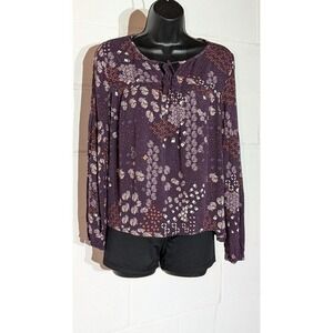 Rue21 Boho Floral Print Long Sleeve Blouse Bohemian Style Top Medium